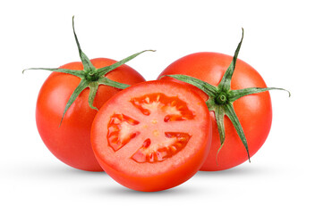 Tomatoe on the white background.