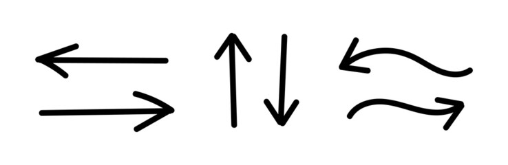 Set of Hand Drawn Arrows. Collection of Hand Drawn Style Arrow Vectors