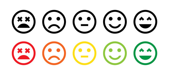 Fototapeta Feedback Emoji Icon Set. Set of Facial Expression Sentiment Icons for Customer or Client Feedback Review obraz