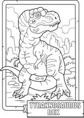 prehistoric dinosaur tyrannosaurus, coloring book, outline illustration - 496465994
