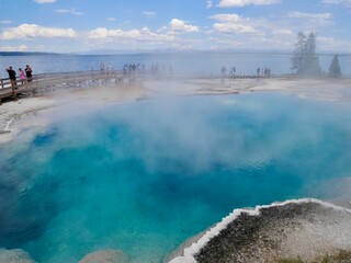Black Pool at West Thumb Geyser Basin Trail in Yellowstone National Park, Wyoming, USA.