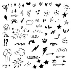 Vector hand drawn set of vintage icons