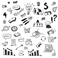 Vector social media hand drawn icons set