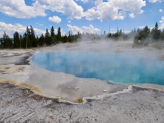 Black Pool at West Thumb Geyser Basin Trail in Yellowstone National Park, Wyoming, USA.