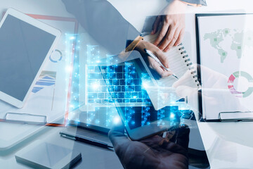 planning and strategy, Stock market, Business Development and growth, progress or success concept. Businessmen plan growth and increase of positive indicators in business.