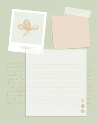 Reminder blank vintage collage with chestnut and text for notes, to-do list, reminders, checklist, message, plans. Vector illustration