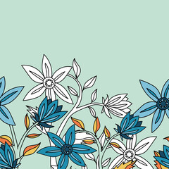 Fototapeta na wymiar Beautiful seamless pattern with hand drawn flowers. Stock illustration.