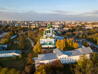 Transfiguration Cathedral in Chernigov. Aerial drone view.