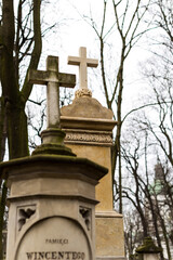Stare Powązki, zabytkowy cmentarz w centrum Warszawy, nagrobki, pomniki, krzyże