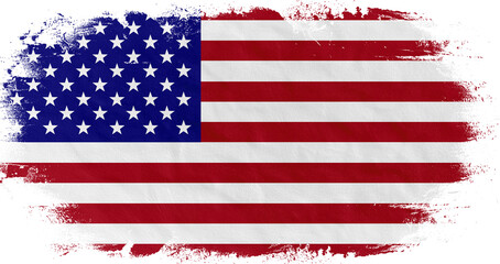America / United States background pattern template - Abstract brushstroke paint brush splash in the colors of american flag, isolated on white texture