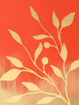red and gold autumn leaves wall painting decor