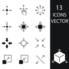Scaling icons set . Scaling pack symbol vector elements for infographic web