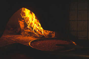 fire of baker in restaurant in italy