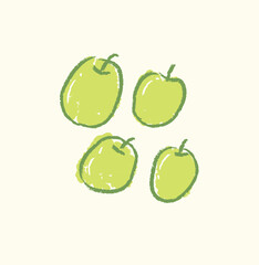 Cute simple Taiwanese dates, jujube fruit in doodle cartoonish illustration vector art design