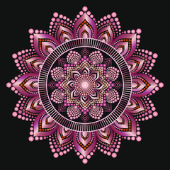 Mandala Dot Art. Dotted Floral Mandala. Decoration Ornament Consisting of Dots. Vector. Symmetry art technique Mandala.