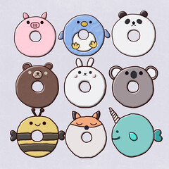 Donut Design set of animals
