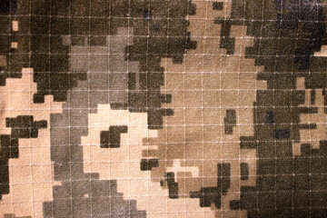 Ukrainian military uniform fabric. Pixel military uniform. Military camouflage fabric background