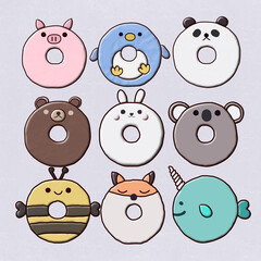 Donut Design set of animals