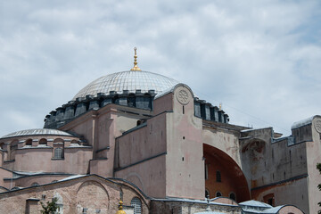 Fototapeta na wymiar Hagia Sophia, The icon of Istanbul, close up Hagia Sophia, mosque or church or museum, local name is turkish 