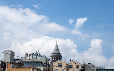 Obraz premium Galata tower under blue sky landscape