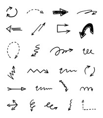 Vector set of hand drawn arrows, elements for presentation