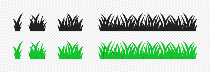 Vector illustration of grass in black and green colors. Vector EPS 10