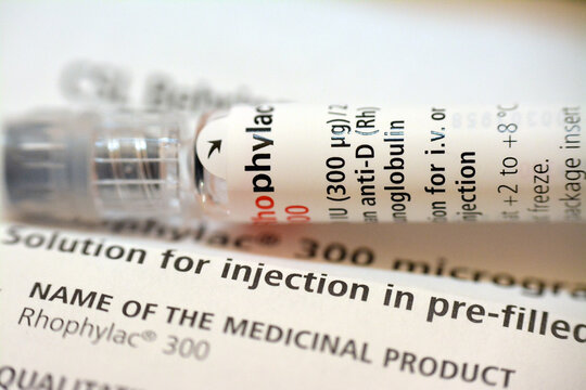 Cairo, Egypt, January 28 2022: Human anti-D (Rh) immunoglobulin Rhophylac 300 &mu;g micrograms 1500 IU for IV or IM injection for prevention of Rh(D) immunization in Rh(D) negative women  and prophylaxis