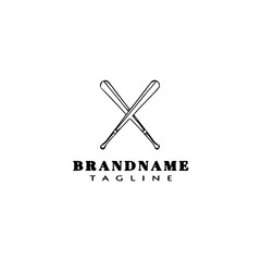 baseball stick logo cartoon icon design template isolated black vector
