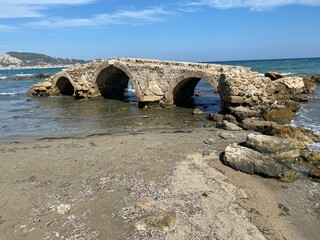 Arc bridge at Argassi beach, Zakynthos island, Greece.