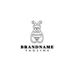 bee logo icon design template black isolated vector cartoon