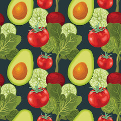 hand draw vegetable seamless pattern design