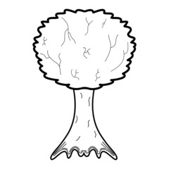 Tree icon. Black graphic sketch. Idea for decors, logo, covers, holidays, gifts, art. Isolated vector.