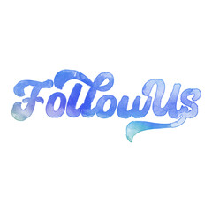Text ‘Follow Us’ written in hand-lettered watercolor script font.