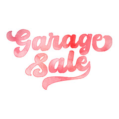 Text ‘Garage Sale’ written in hand-lettered watercolor script font.