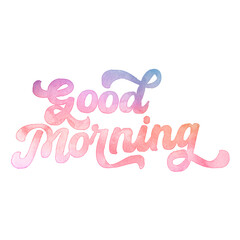 Text ‘Good Morning’ written in hand-lettered watercolor script font.