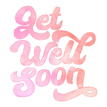 Text ‘Get Well Soon’ written in hand-lettered watercolor script font.