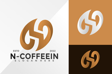 Letter N Coffee Logo Design Vector illustration template