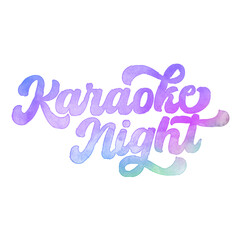 Text &lsquo;Karaoke Night&rsquo; written in hand-lettered watercolor script font.