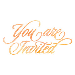 Obraz na płótnie Canvas Text ‘You Are Invited’ written in hand-lettered watercolor script font.