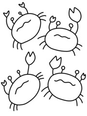 black and white of cute crab cartoon