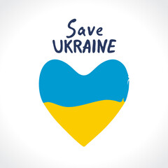 Save Ukraine. Heart in the colors of the Ukrainian flag. The concept of peace in Ukraine. Vector illustration.

