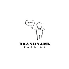 man with speech bubble cartoon logo icon design template vector