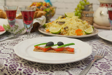 Mexican traditional delicious festive food. Fiesta indoor.