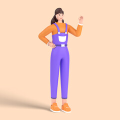 3d female character showing nice gesture pose