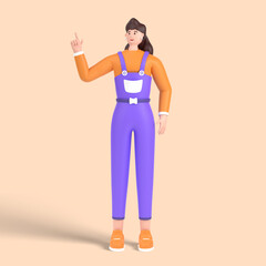 3d female character having great idea, finding inspiration or solution to problem.