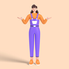 3d female character know nothing, cant understand, he don't know what to choose