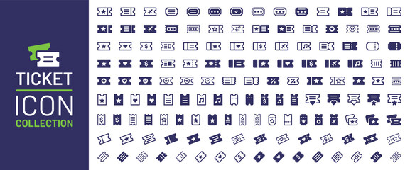Ticket icon collection. Coupon icon set isolated on white background.
