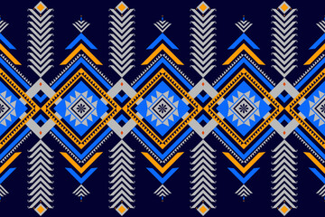 Gemetric ethnic oriental ikat pattern traditional Design for background,carpet,wallpaper,clothing,wrapping,batic,fabric,vector illustraion.embroidery style. - obrazy, fototapety, plakaty