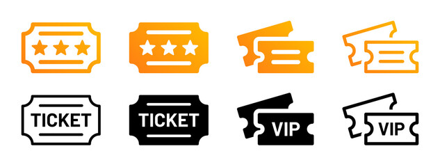 VIP ticket icon collection isolated on white background. - obrazy, fototapety, plakaty