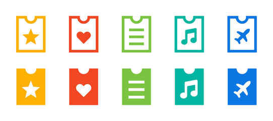 Ticket icon collection. Vector illustration